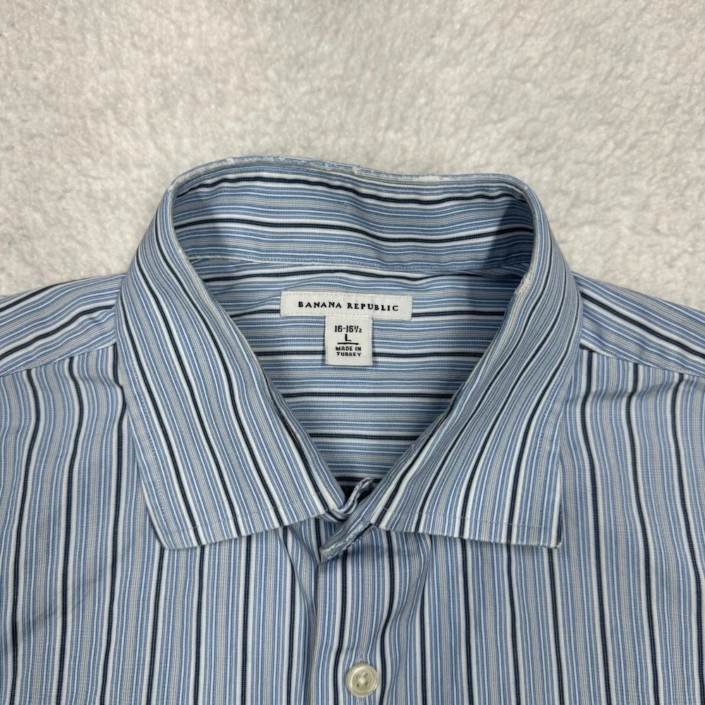 Banana Republic Long Sleeve Button Down Office Dress Shirt Blue Men's Size L